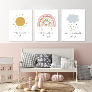 Cartoon Sun, Cloud & Rainbow Nursery Decor