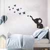 Black Baby Elephant And Butterfly Wallpaper Sticker