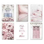 Pink Door&  Balcony Flower Poster - Pretty Art Online