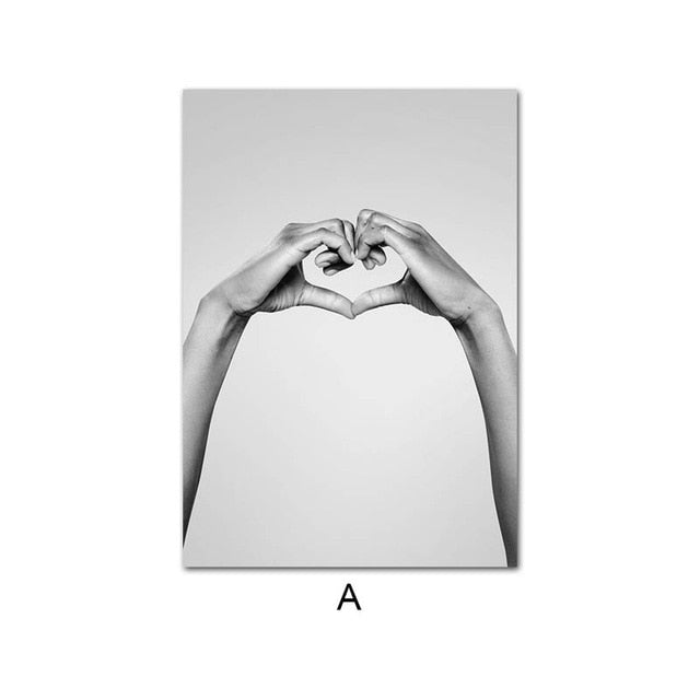 Hands In Heart Fashion Girl Poster Black & White - Pretty Art Online