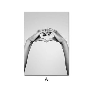 Hands In Heart Fashion Girl Poster Black & White - Pretty Art Online