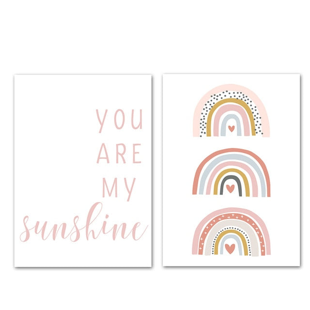 You Are My Sunshine Rainbow Nursery Wall Art - Pretty Art Online