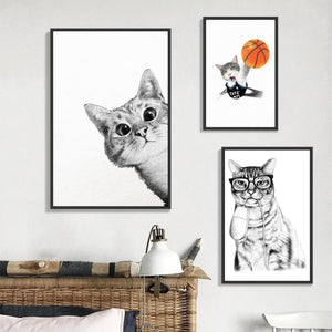 Nursery Room Modern Cat Canvas