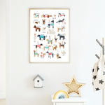 ABC Dogs Breeds Cartoon Alphabet Nursery Decor - Pretty Art Online