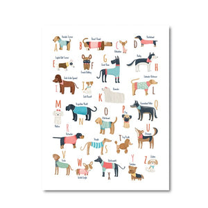 ABC Dogs Breeds Cartoon Alphabet Nursery Decor - Pretty Art Online