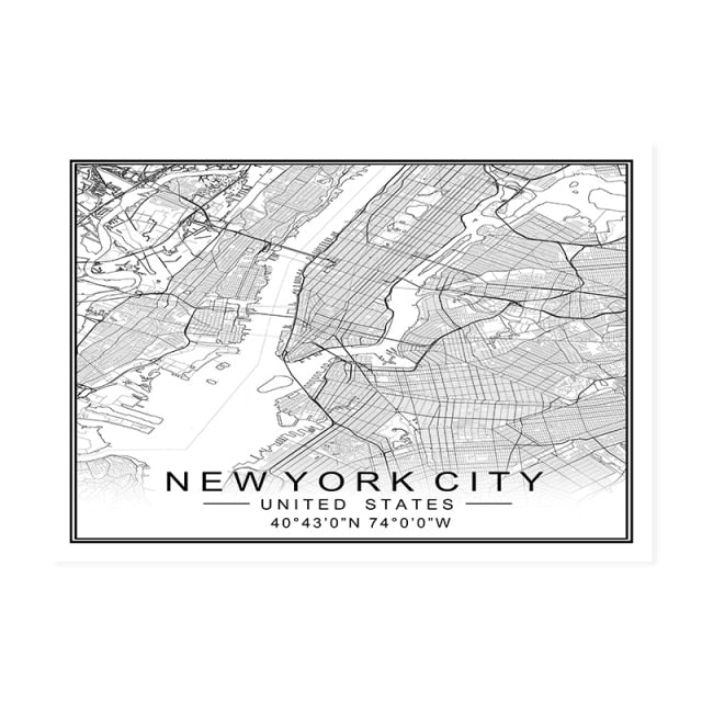 Modern New York, Paris & London City World Map Wall Art