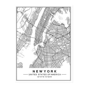 Modern New York, Paris & London City World Map Wall Art