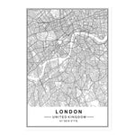 Modern New York, Paris & London City World Map Wall Art