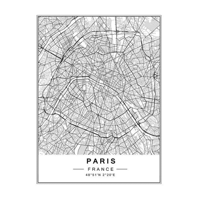 Modern New York, Paris & London City World Map Wall Art