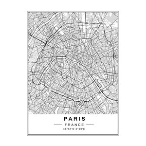 Modern New York, Paris & London City World Map Wall Art