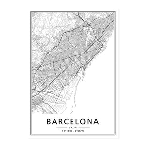 Modern New York, Paris & London City World Map Wall Art