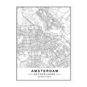 Modern New York, Paris & London City World Map Wall Art