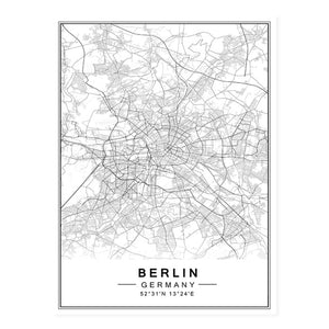 Modern New York, Paris & London City World Map Wall Art