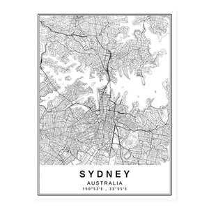 Modern New York, Paris & London City World Map Wall Art