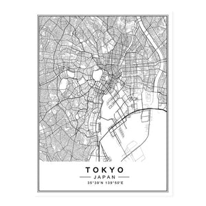 Modern New York, Paris & London City World Map Wall Art