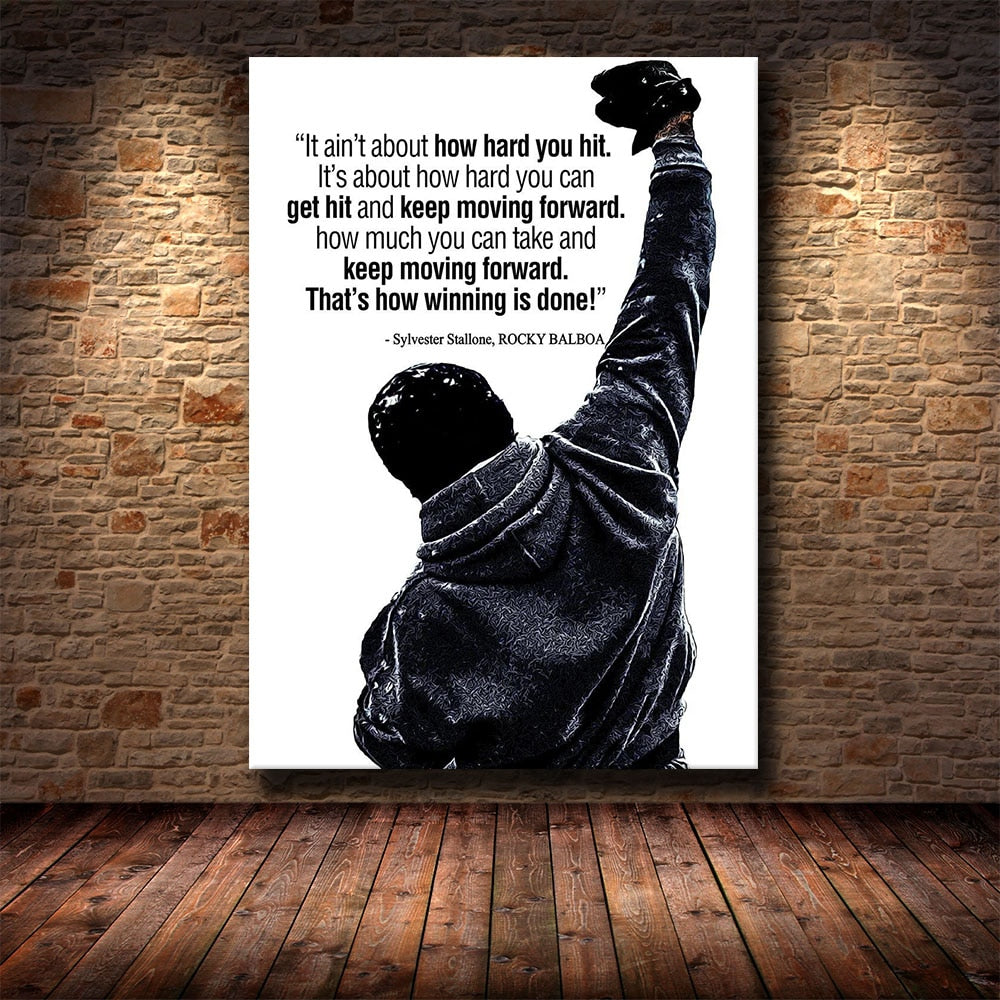 Black And White Rocky Balboa Boxing Motivational Artwork