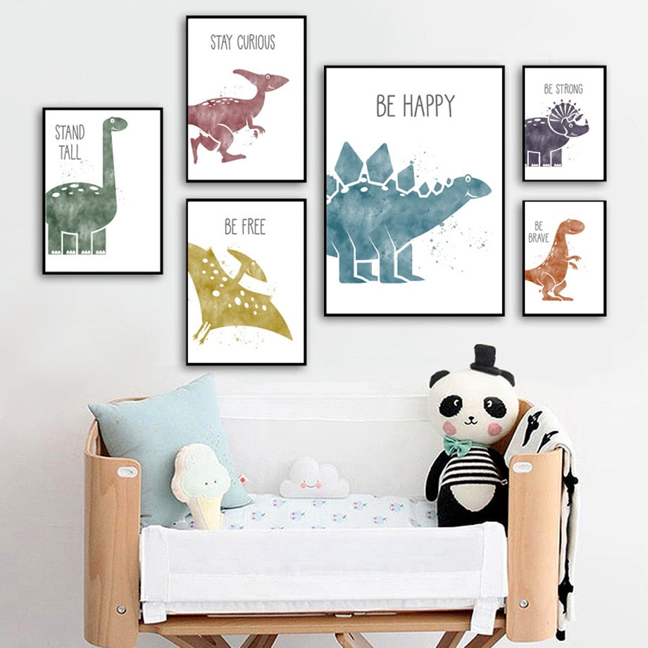 Cute Dinosaur Cartoon Animals Nursery Art