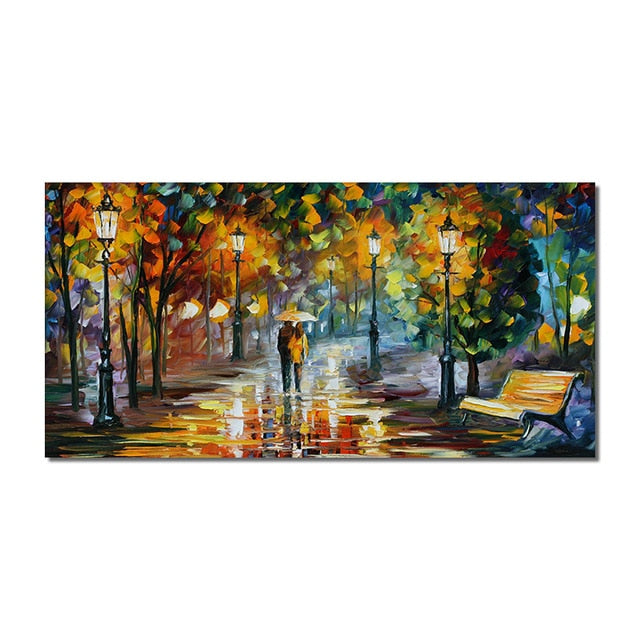 Modern Abstract Walking Down The Street Oil Painting Canvas