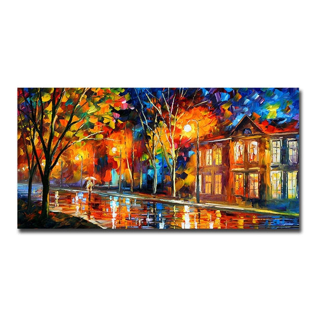 Modern Abstract Walking Down The Street Oil Painting Canvas