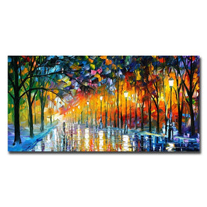 Modern Abstract Walking Down The Street Oil Painting Canvas