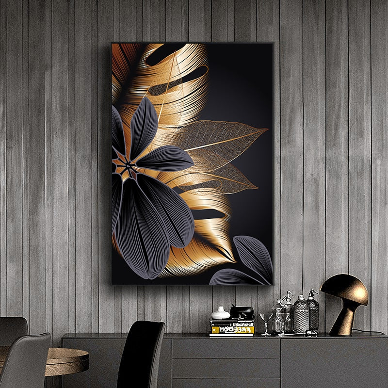 Black Golden Canvas Poster - Pretty Art Online