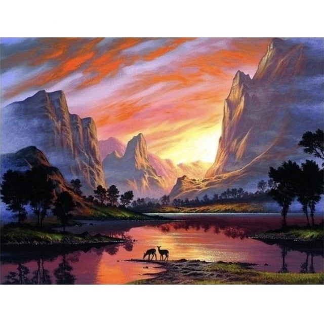 Scenery Acrylic Paint By Numbers Set Oil Painting Canvas