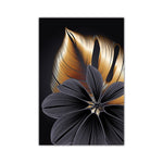 Black Golden Plant Leaf Canvas Artwork - Pretty Art Online