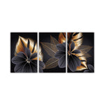 Black Golden Plant Leaf Canvas Artwork - Pretty Art Online