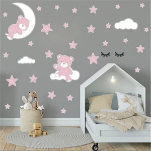 Cute Moon Stars Bear Wall Stickers