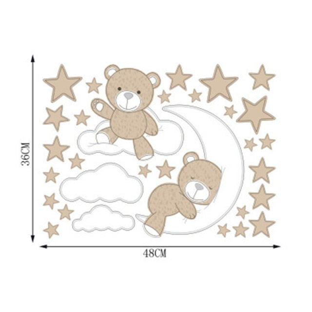 Cute Moon Stars Bear Wall Stickers