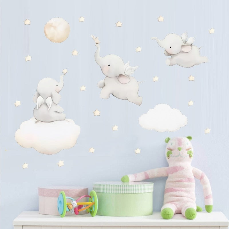 Lovely Elephant Baby Nursery Wallpaper Stickers