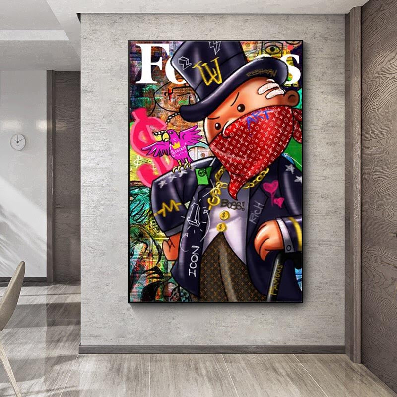 Masked Monopoly Time Is Money Wall Art - Pretty Art Online