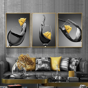 Let's Party Wine Glass Style Modern Artwork