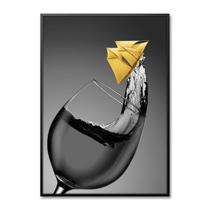 Let's Party Wine Glass Style Modern Artwork