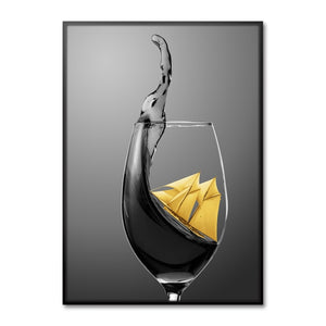 Let's Party Wine Glass Style Modern Artwork