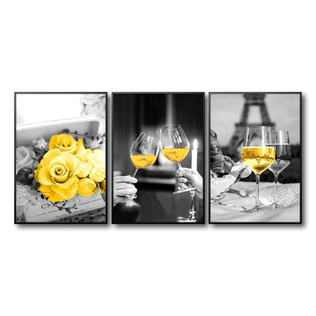 Let's Party Wine Glass Style Modern Artwork