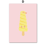 Cute Fruit Apple, Pear, Mango, Ice Cream Wall Art - Pretty Art Online