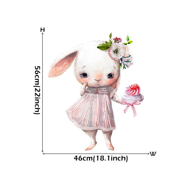 Watercolour Cartoon Bunny Wall Stickers