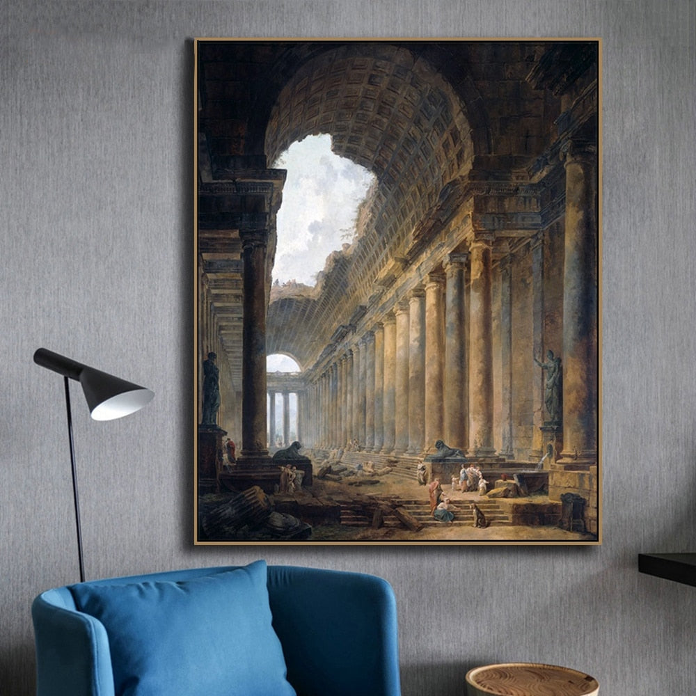 Laeacco Canvas Wall Art Old Temple