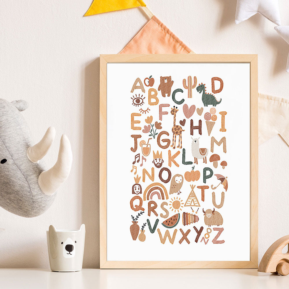 Educational Animal Alphabet Canvas Wall Art - Pretty Art Online