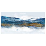 Blue And Golden Mountain Landscape Wall Art