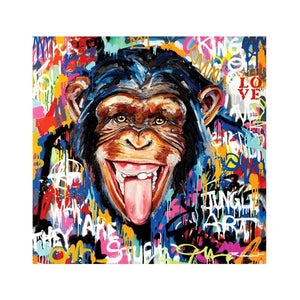 Graffiti Street Art Abstract Cute Monkey Canvas