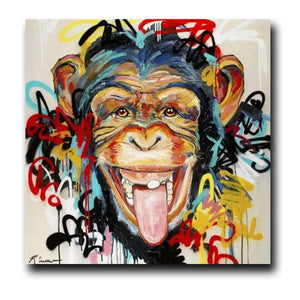 Graffiti Street Art Abstract Cute Monkey Canvas