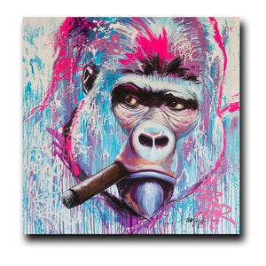 Graffiti Street Art Abstract Cute Monkey Canvas