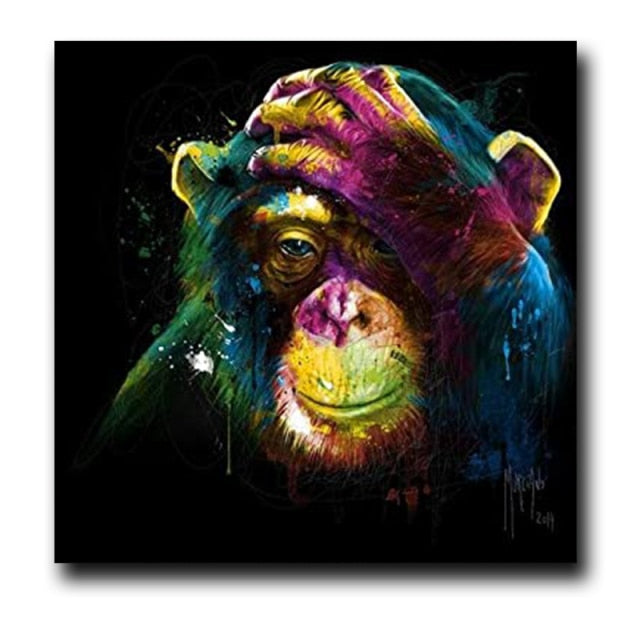 Graffiti Street Art Abstract Cute Monkey Canvas