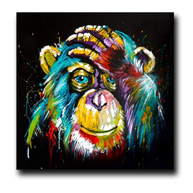 Graffiti Street Art Abstract Cute Monkey Canvas