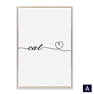 Modern Black And White Cat Wall Art