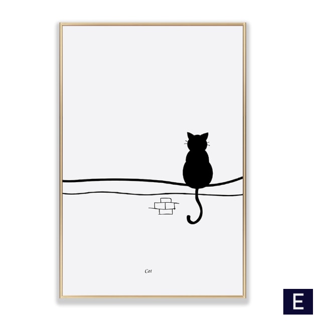 Modern Black And White Cat Wall Art