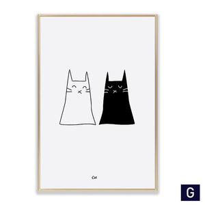 Modern Black And White Cat Wall Art