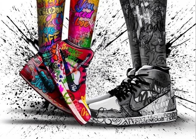 Modern Graffiti Artwork Sport Shoes Canvas - Pretty Art Online
